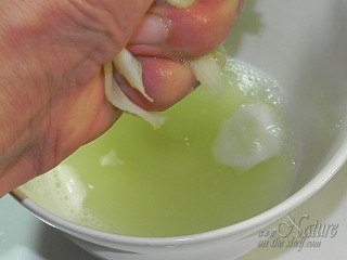Squeezing of cucumber juice